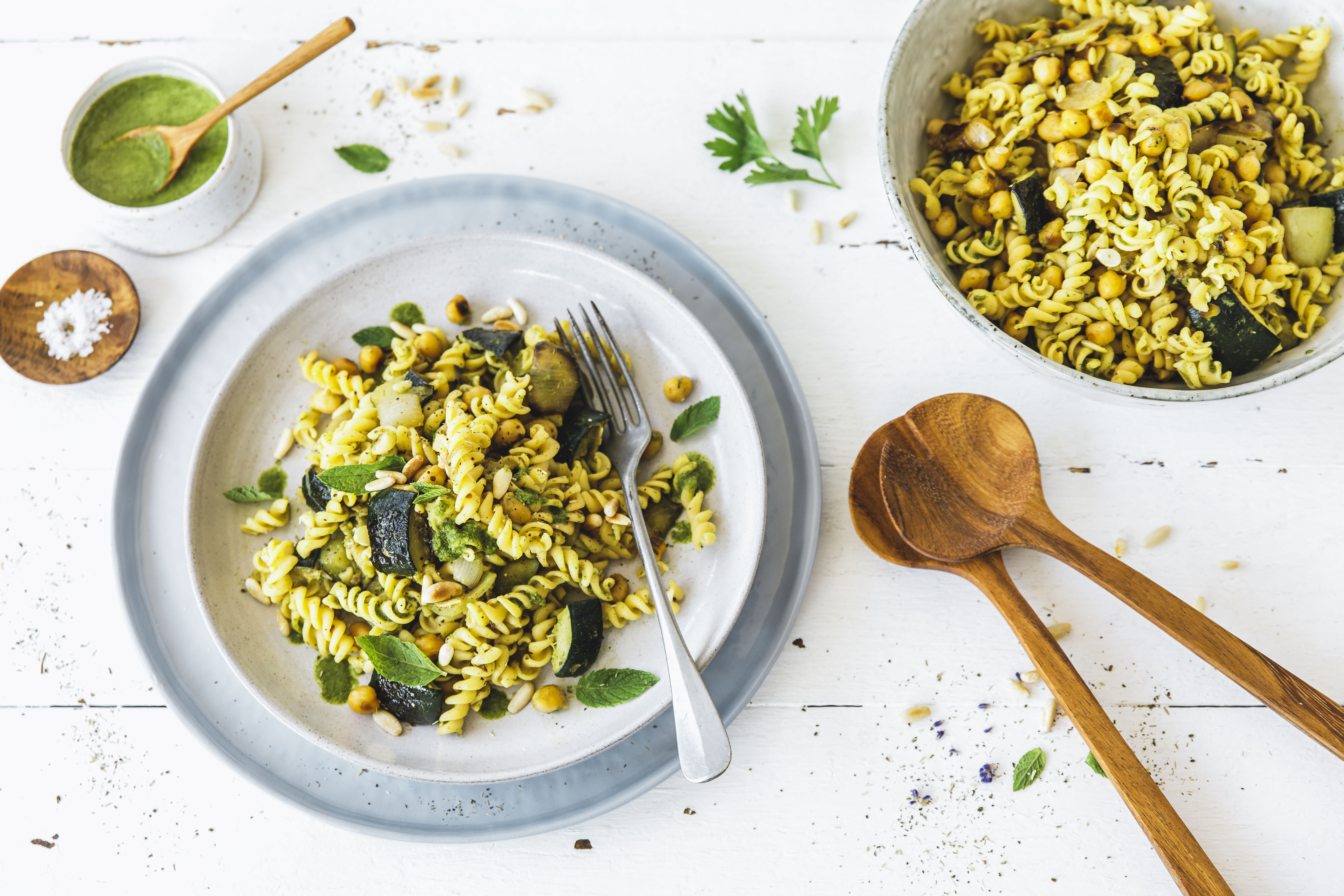 Green Pasta Salad Alkaline Herbs